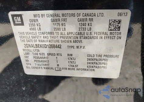 2013 Chevrolet Equinox Ls from USA, damaged, VIN 2GNALBEK6D1268442